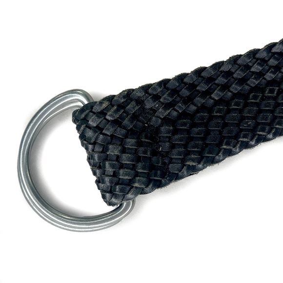 Vintage Black Braided Leather Belt with Fringe Tail - Picture 2 of 4